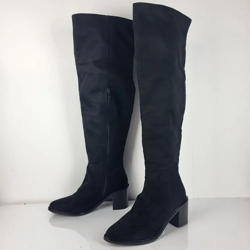 Seychelles Paradise City Leather Over the Knee Boots Black Size 6